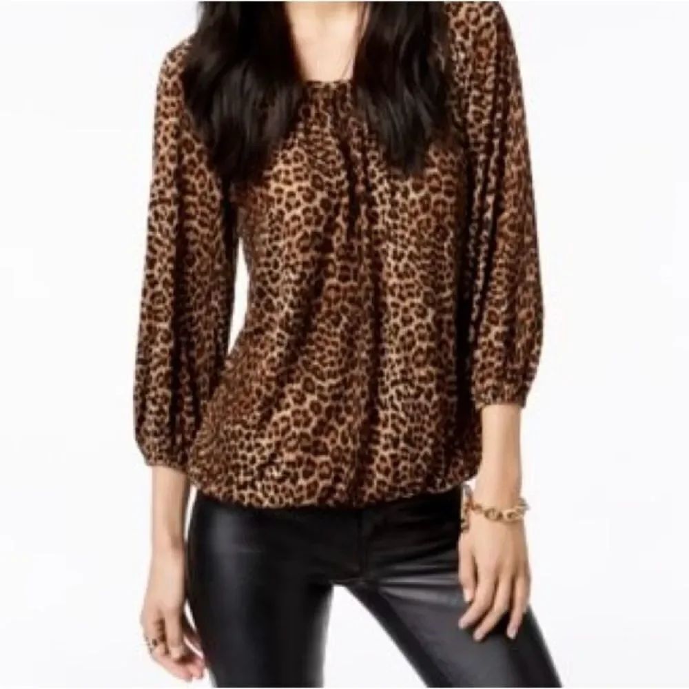 Michaell Michael Kors Peasant Leopard print scoop neck top, size 3X